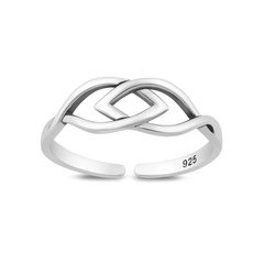 Sterling Silver Oxidized And Polished Interlocking Ichthys Toe Ring