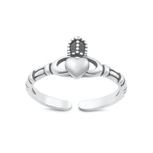 Load image into Gallery viewer, Sterling Silver Oxidized And Polished Claddagh Toe Ring