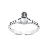 Sterling Silver Oxidized And Polished Claddagh Toe Ring