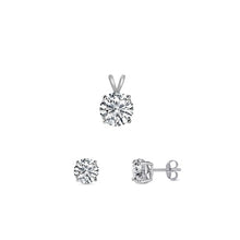 Load image into Gallery viewer, Sterling Silver Rhodium Plated Round Clear Cubic Zirconia Set