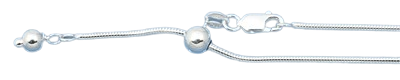 Sterling Silver Adjustable 040-1.5mm Snake Chain