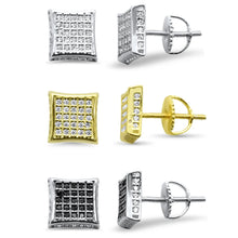 Load image into Gallery viewer, Sterling Silver Square 8MM CZ Earrings