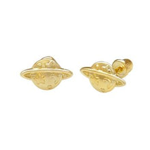 Load image into Gallery viewer, 14K Yellow Gold Earth Planet Stud Earrings With Screw Back