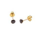 14K Yellow Gold Black CZ Butterfly Backing Stud Earrings