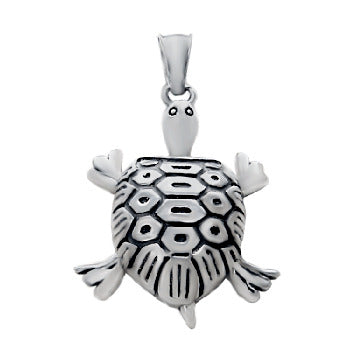 Sterling Silver Oxidized Turtle Pendant