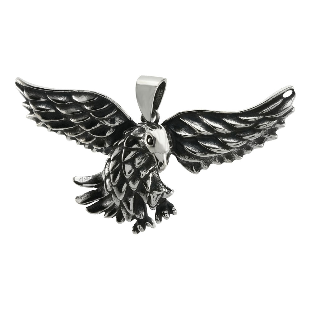 Sterling Silver Oxidized Landing Eagle Pendant