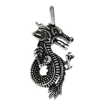 Sterling Silver Oxidized Dragon Pendant