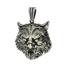 Load image into Gallery viewer, Sterling Silver Oxidized Wolf Head Pendant