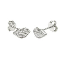 Load image into Gallery viewer, Sterling Silver Pave CZ Lip Stud Earrings