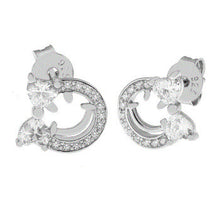 Load image into Gallery viewer, Sterling Silver Happy Emoji Girl CZ Stud Earrings