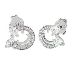 Sterling Silver Happy Emoji Girl CZ Stud Earrings