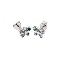 Load image into Gallery viewer, Sterling Silver Multi Color CZ Butterfly Stud Earrings