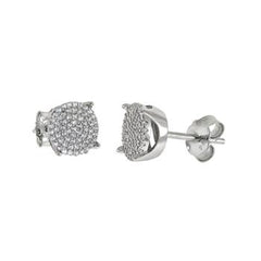Sterling Silver Rhodium Plated Micro Pave CZ Stud Earrings