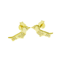 Load image into Gallery viewer, Sterling Silver Gold Plated CZ Beagle Stud Earrings