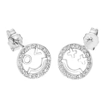 Load image into Gallery viewer, Sterling Silver Emoji CZ Stud Earrings