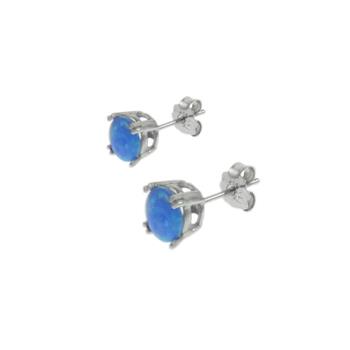 Sterling Silver Blue Opal Stud Earrings
