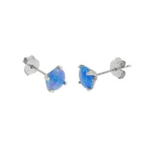Load image into Gallery viewer, Sterling Silver Rhodium Plated Blue Opal Stud Earrings