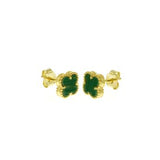 Sterling Silver Malachite Clover Gold Plated Earrings