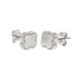 Sterling Silver Rhodium Mother of Pearl Clover Earrings