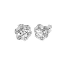 Load image into Gallery viewer, Sterling Silver Hexagon CZ Stud Earrings