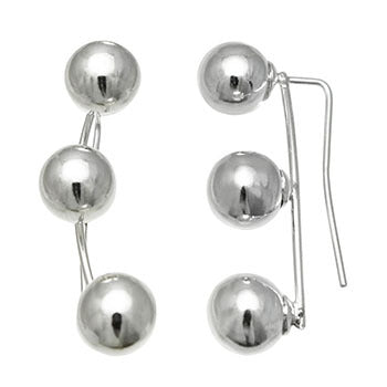 Sterling Silver Three Ball Climbers Earrings