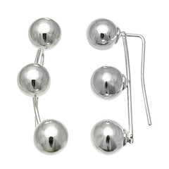 Sterling Silver Three Ball Climbers Earrings
