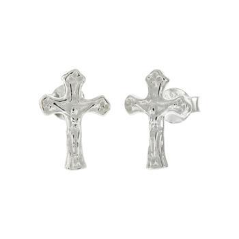 Sterling Silver Crucifix Cross Stud Earrings