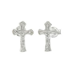 Sterling Silver Crucifix Cross Stud Earrings