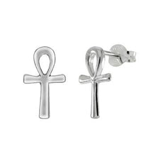 Load image into Gallery viewer, Sterling Silver Ankh Stud Earrings