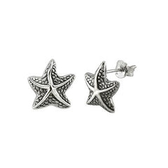 Sterling Silver Oxidized Starfish Stud Earrings