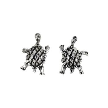 Sterling Silver Oxidized Turtle Stud Earrings