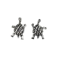 Sterling Silver Oxidized Turtle Stud Earrings