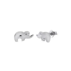 Sterling Silver Rhodium Plated Elephant Stud Earrings