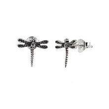 Load image into Gallery viewer, Sterling Silver Oxidized Dragonfly Stud Earrings