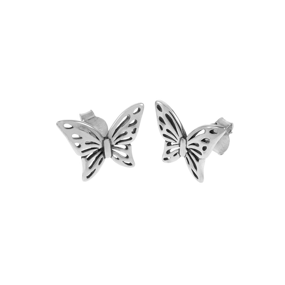 Sterling Silver Polished Butterfly Stud Earrings