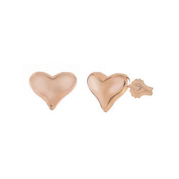 Sterling Silver Rose Plated Heart Stud Earrings