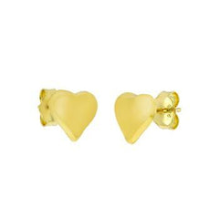 Sterling Silver Gold Plated Heart Stud Earrings