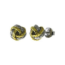 Load image into Gallery viewer, Sterling Silver Two Tone Love Knot Stud Earrings