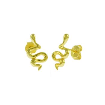 Sterling Silver Gold Plated Snake Stud Earrings