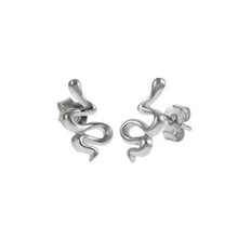 Load image into Gallery viewer, Sterling Silver Rhodium Plated Snake Stud Earrings
