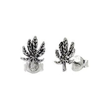 Load image into Gallery viewer, Sterling Silver Oxidized Marijuana Stud Earrings