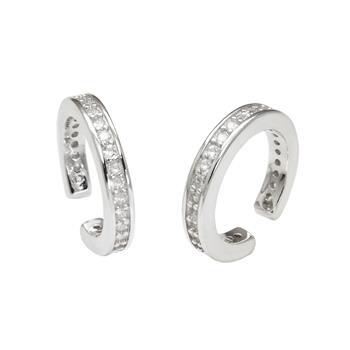 Sterling Silver Rhodium Plated Eternity CZ Ear Cuff