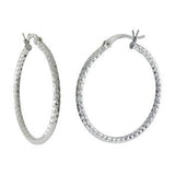 Sterling Silver Diamond Cut Tube Hoop Earrings