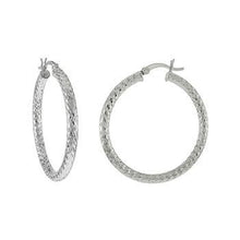 Load image into Gallery viewer, Sterling Silver Diamond Cut Hoop Earrings