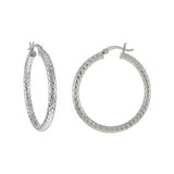 Sterling Silver Diamond Cut Hoop Earrings