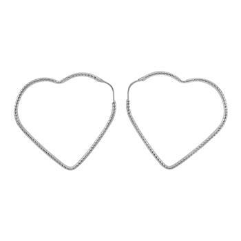 Italian Sterling Silver DC Tube Heart Shape Hoop Earrings