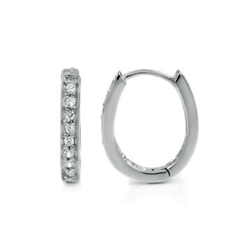 Sterling Silver Oval Shape CZ Huggie Earrings