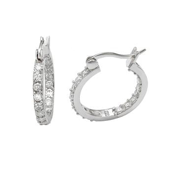 Sterling Silver Inside Out Cubic Zirconia Hoop Earrings