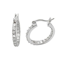 Load image into Gallery viewer, Sterling Silver Inside Out Cubic Zirconia Hoop Earrings