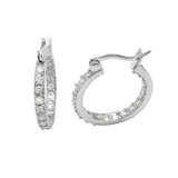 Sterling Silver Inside Out Cubic Zirconia Hoop Earrings